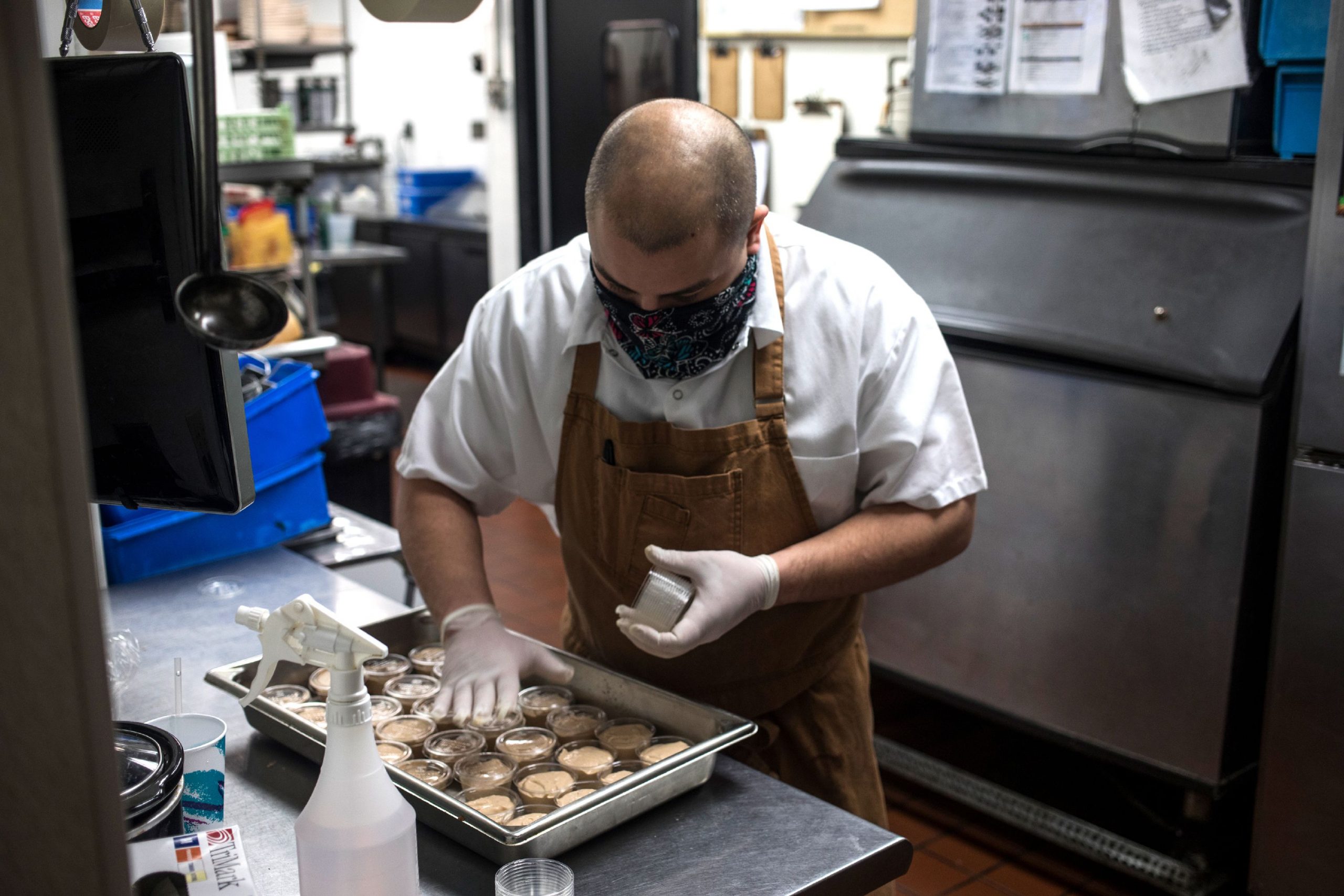 Geoff Weiler of the Barley House helps prepare meals at the downtown eatery on Thursday, April 9, 2020. The restaruant helps out by cooking meals for Concord Hospital staff on Saturdays. GEOFF FORESTER