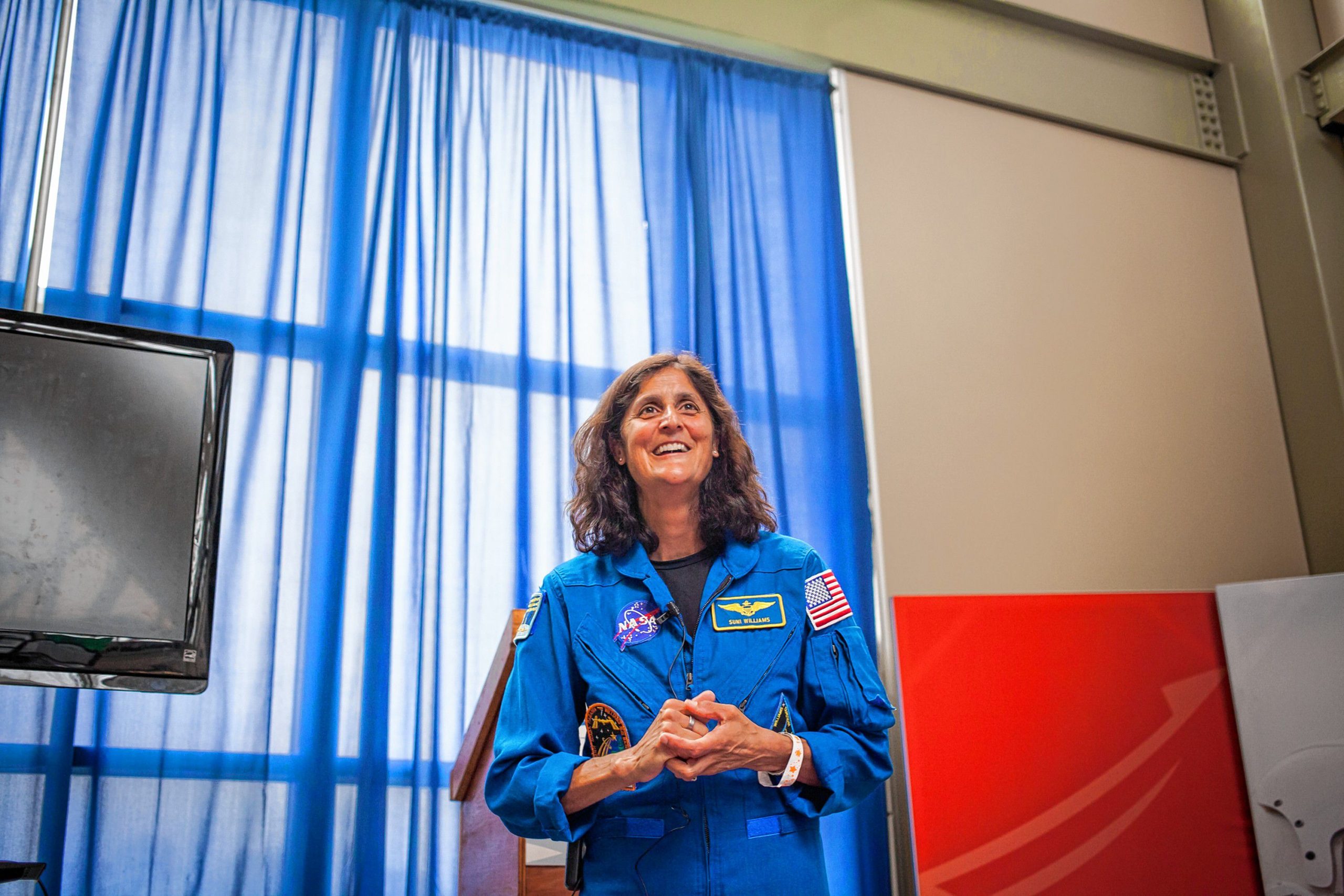 Astronaut Sunita Williams talks about her experiences on the International Space Station during AerospaceFest at the McAuliffe-Shepard Discovery Center in Concord on Saturday, May 7, 2016. (ELIZABETH FRANTZ / Monitor staff) ELIZABETH FRANTZ