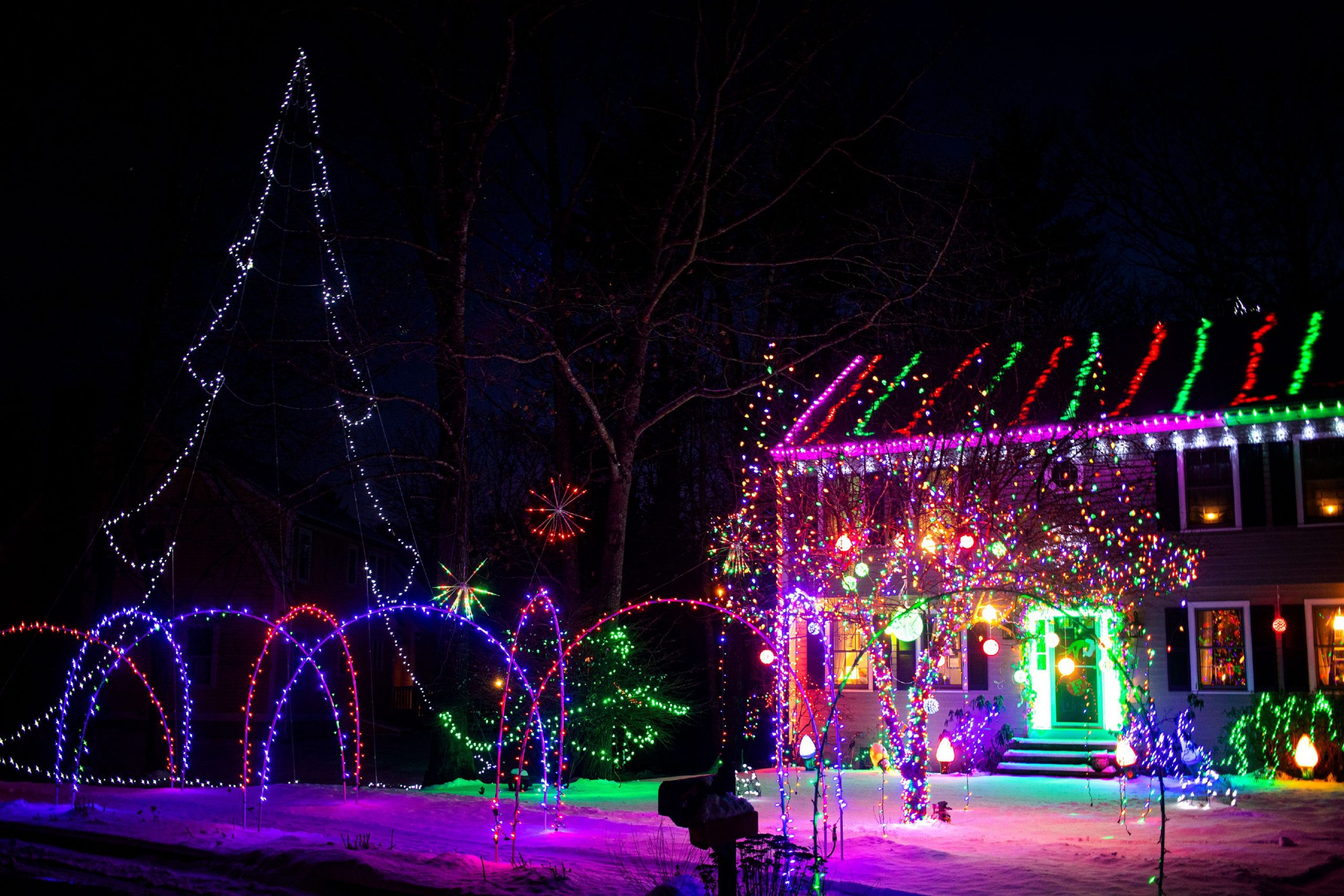 A house on Peterson Circle in Concord is completely lit up on Friday ...