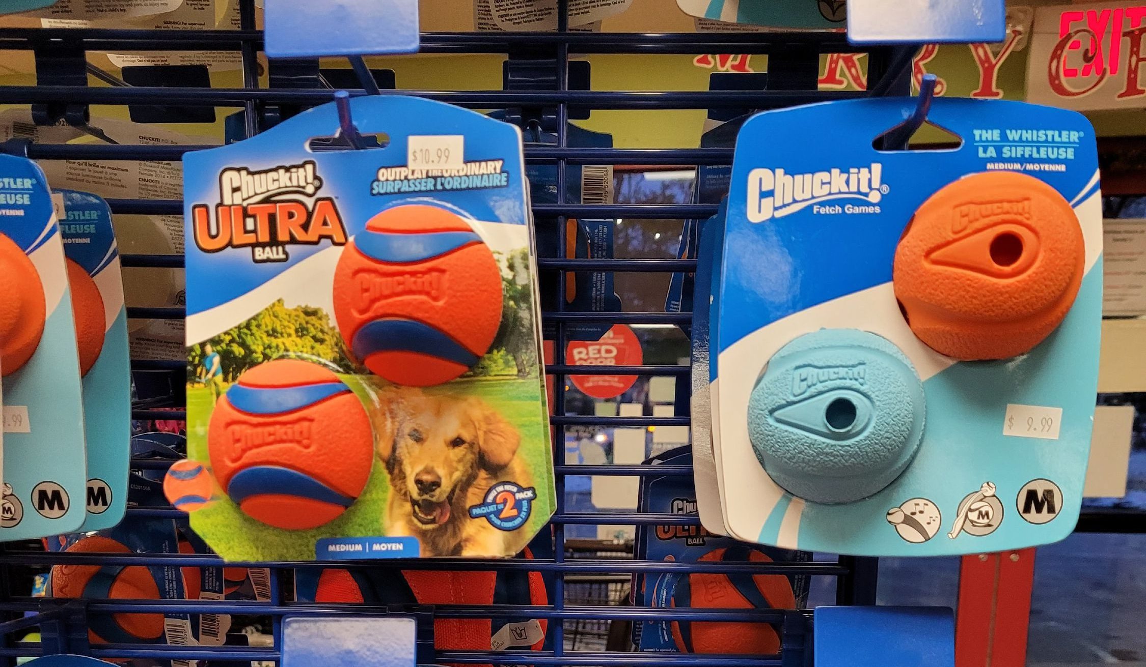 Chuck-It is another pupper favorite with lots of different styles of toys. Sandy's many of the varieties from different sized basic balls, Chuck-It throwing wands, discs, whistling balls, even glow-in-the-dark balls.