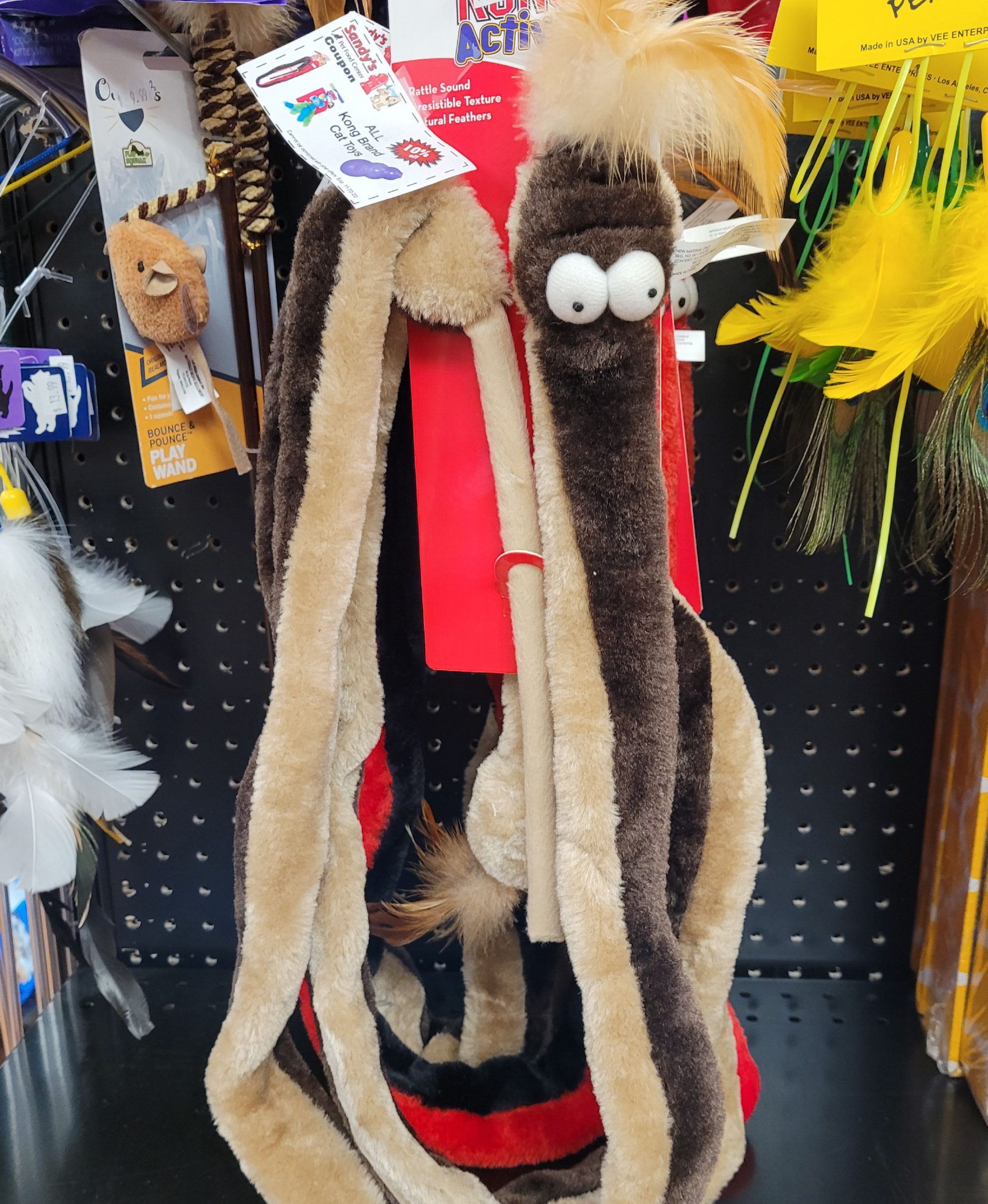 RIGHT: Not just for dogs, Kong makes toys for cats too. This snake toy comes in brown and red. When we stopped by Sandy's on Monday, there was a sale with Kong Cat toys 10