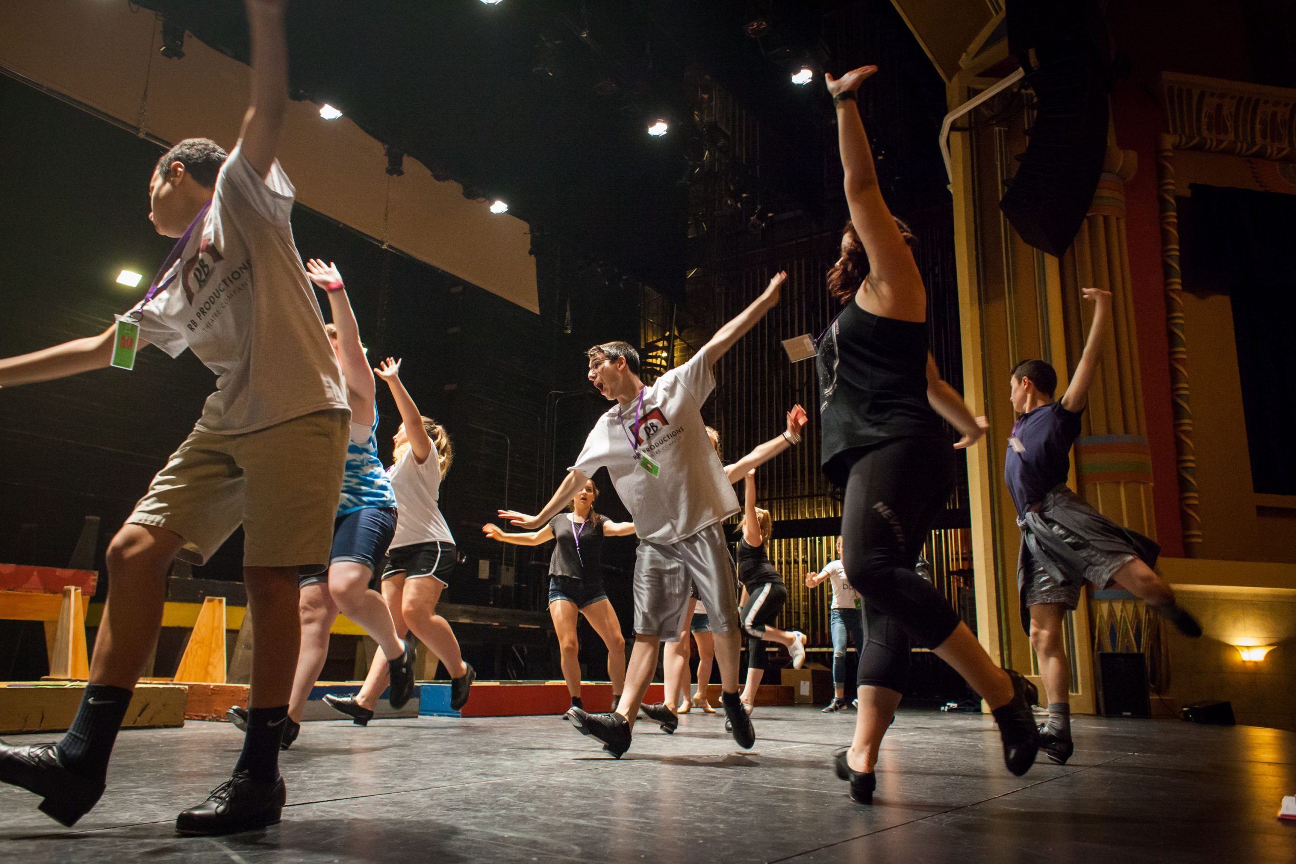 Concord High School junior Jagger Reep (center) who will play the lead role of Buddy the Elf rehearses with the RB Productions cast at the Capitol Center of the Arts in Concord on June 28, 2016. (ELIZABETH FRANTZ / Monitor staff) 