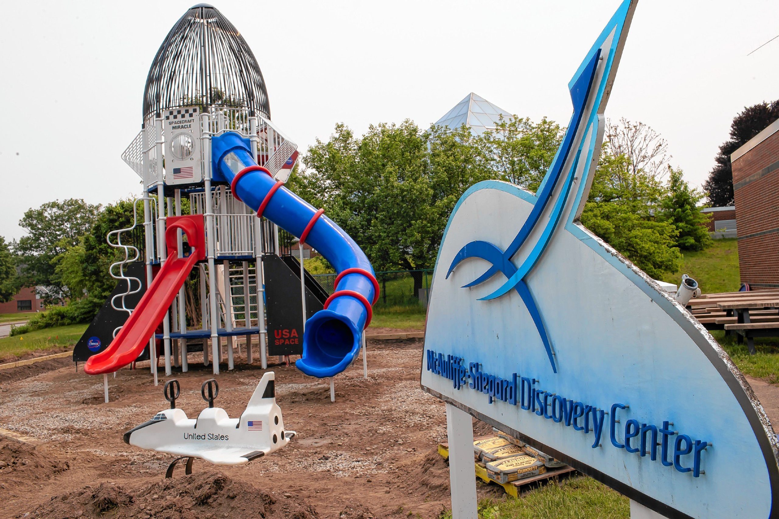 The new playground at the McAuliffe-Shepard Discovery Center on the NHTI campus in Concord on Tuesday, June 6, 2023. GEOFF FORESTER